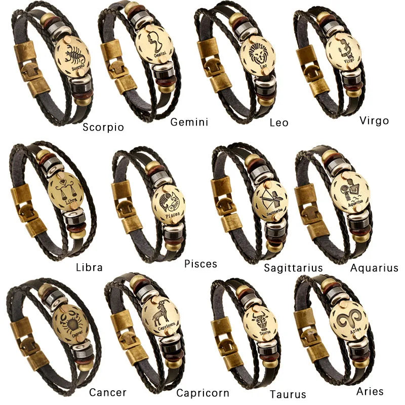 SSeeSY Joyas Pulsera Fashion Jewelry Custom 12 Months Buckle Handmade Multilayer Braided Leather Bracelet for Men