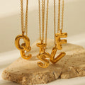 Hot Sale Gold Alphabet Chain Waterproof Necklace Jewelry Women Chunky Stainless Steel Balloon Initial Letter Pendant Necklace