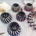Ponytail Holder Jeweled Crystal Rhinestone Hair Clamps Retractable Black Plastic Hair Claw Bird Nest Magic Hair Clip