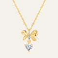Yh Jewellery 925 Sterling Silver 18K Gold Chain Bow Pendant Zircon Necklace Vintage Exquisite Bow Necklace