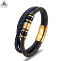 Wholesale Custom Logo Man Leather Bracelet Jewelry Gold PVD Stainless Steel Leather Bracelet for Man