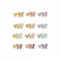 Stylish 18K Gold Plated Titanium Post Earrings with Multi Color 3A Zircon for Office and Casual Looks