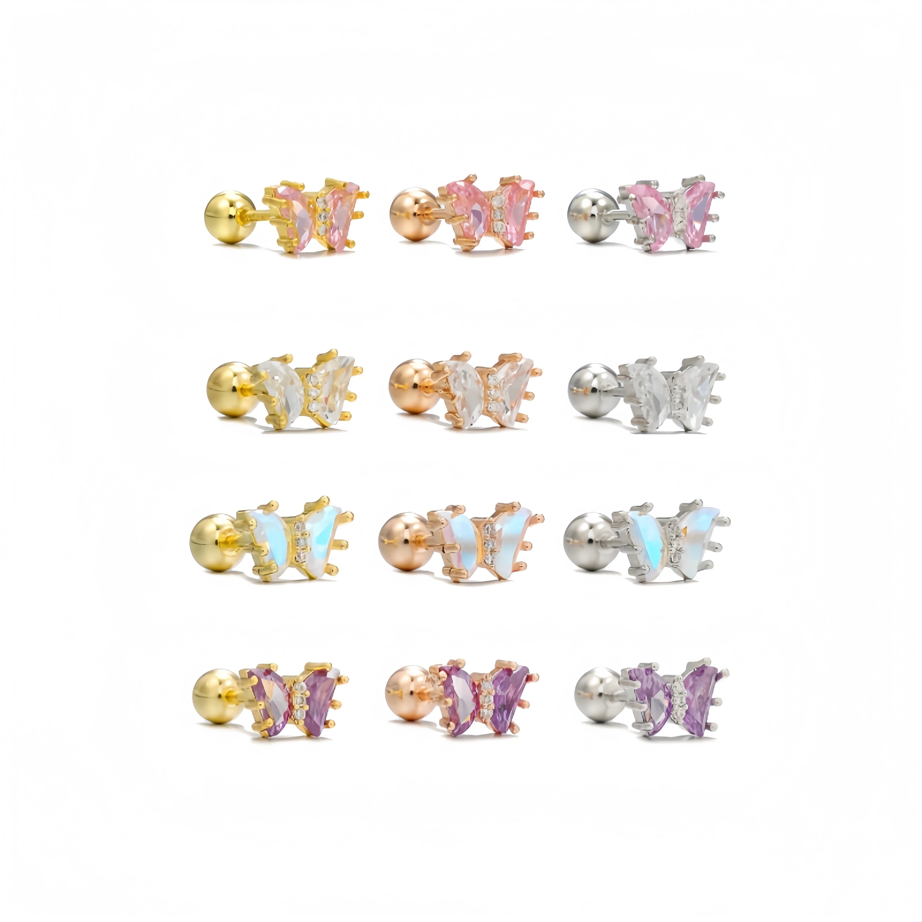 Stylish 18K Gold Plated Titanium Post Earrings with Multi Color 3A Zircon for Office and Casual Looks