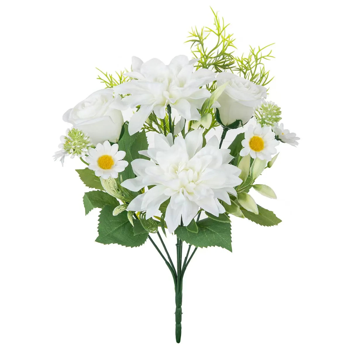 Artificial Dahlia Flower Full Bloom Bouquet Silk Dahlia With Rose Bouquet for Wedding Bridal Table Floral Home Office Decoration