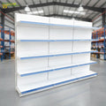 Wholesale Heavy Duty Double-Sided Metallic Gondola Supermarket Shelf Epoxy Powder Coating White/Gray Options Storage