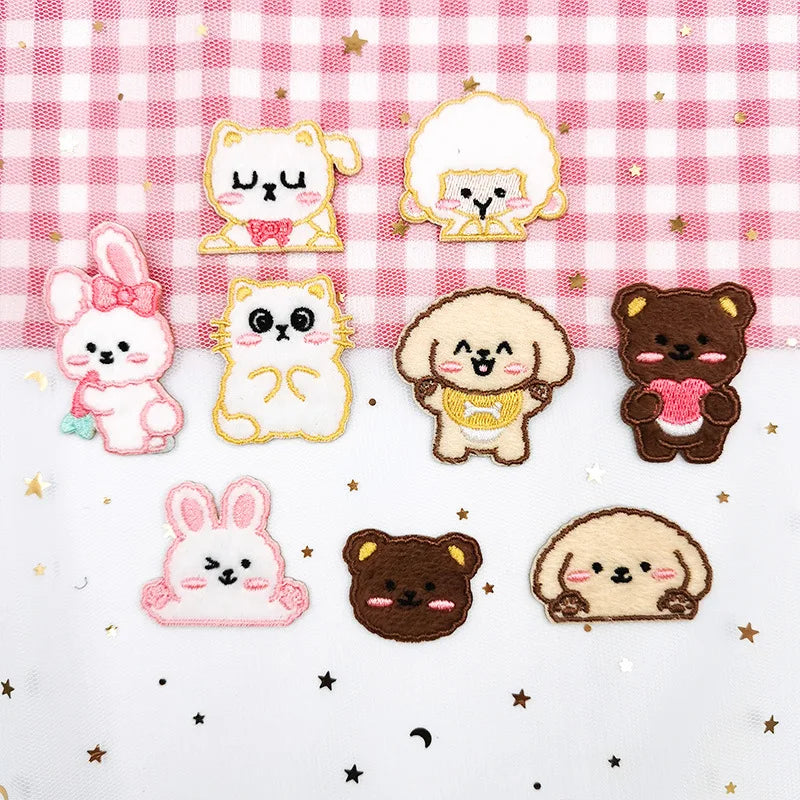 Self Adhesive Kawaii Cartoon Furry Dog Bear Cat Rabbit  Patch for Decoration