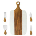 YINHAO Personalization Acacia Wood Marble Cheese Board Cheese Knife Set Reusable Easy Clean Black/White Charcuterie Serving