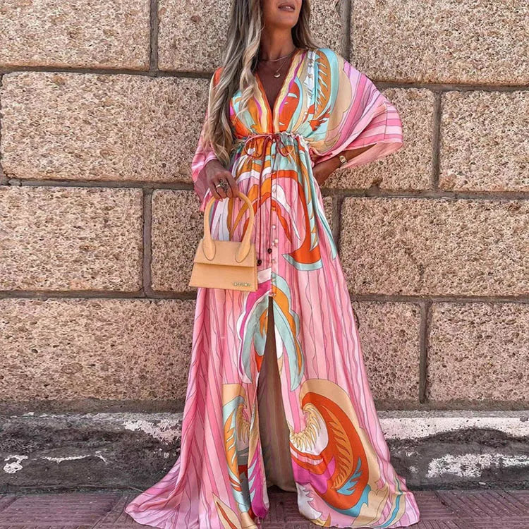 Elegantace up Dress Vacation Style Fashionloosepcasual Stripedsupply Discount Summer Party Dresses Natural Polyester OEM Service