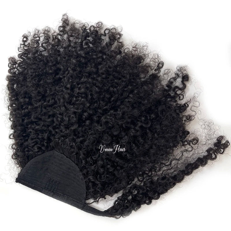 VMAE Remy 100g 3A 3B 4C Afro Kinky Curly Raw Cuticle Aligned Wrap Around Ponytails Drawstring Ponytail Human Hair Extensions