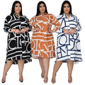 European American Women's Casual Dresses Plus Size Elegant Burst Printed Pleated Waist Trendy Clothes-Eco-Friendly Washable