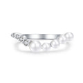New Trendy Pearl Jewelry 925 Sterling Silver CZ Diamond V Shape Pearl Ring For Women Girls
