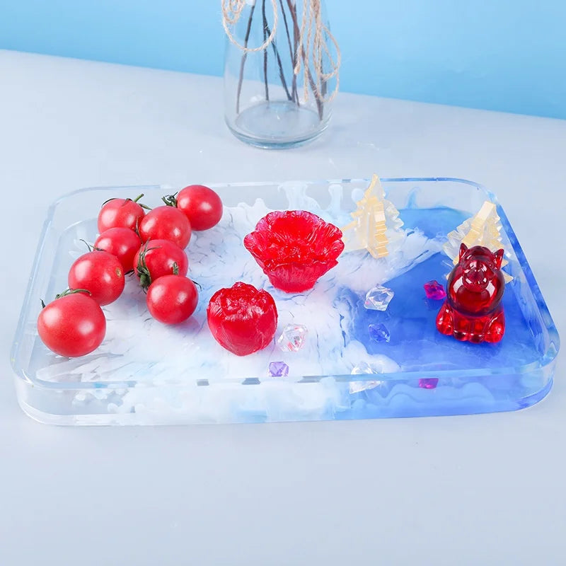 Hot Sale Rectangle Round Plate Mold Large Rolling Tray Resin Mold