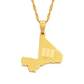MUSE Mali Map And Flag Pendant Necklaces Glossy World Maps Shape Couple Clavicle Chain Jewelry Ethnic Charm Country Sweater Chai