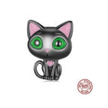 Custom Designer 925 Sterling Silver Bracelet Black Cat Enamel 3D Charms Gold Plated & Non-Tarnish Cute Fashion Jewelry for Gifts
