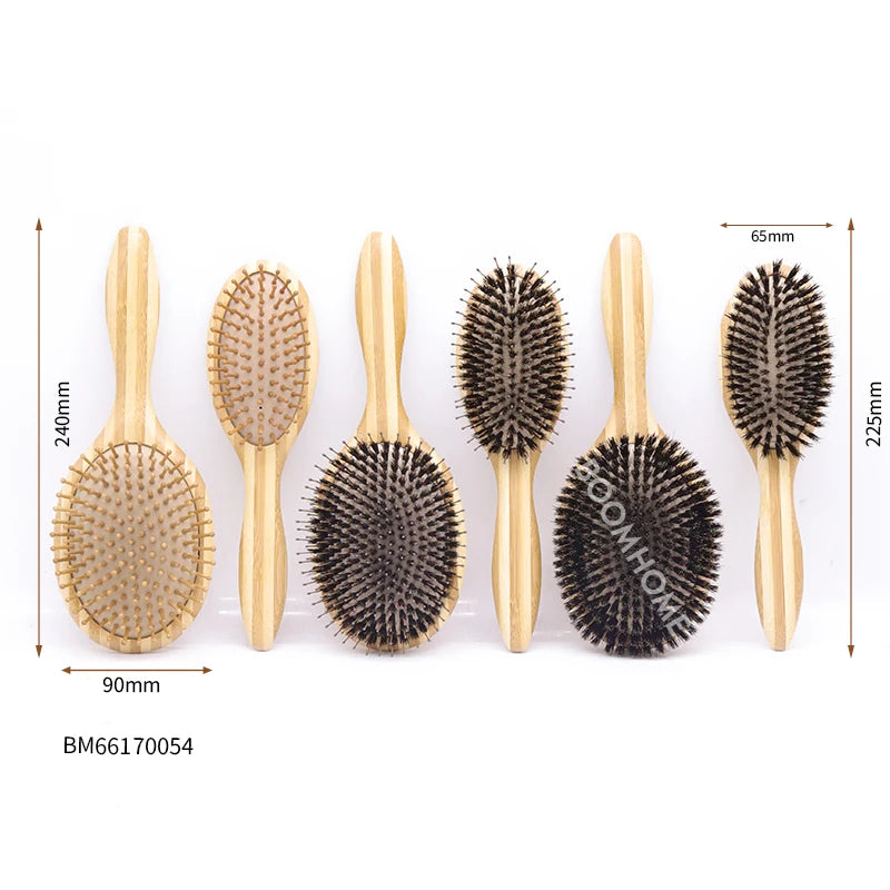 Boar Bristles Brush Hair for Women with Nylon Bristles Oak Wood Handle Private Label Comb
