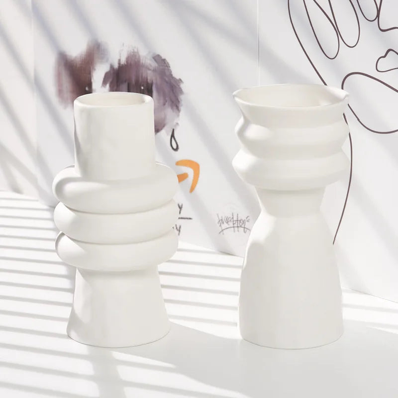 High Modern Home Decor Handmade Ceramic Vase Elegant New White Flower Tabletop Decorative Indoor Display Customized Size Wedding