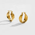MICCI Wholesale Custom 3cm Hoop Earring 18K Stainless Steel Triple Three Wire Lin Twist Hoop Earrings