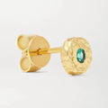 LOZRUNVE 925 Sterling Silver Mini Crush Hammered Retro 18k Gold Emerald Stud Earring