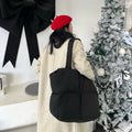 Hot Selling Winter Ladies Tote Bag Solid Color Large Capacity with Zipper and Shoulder Tuck Portable for Students