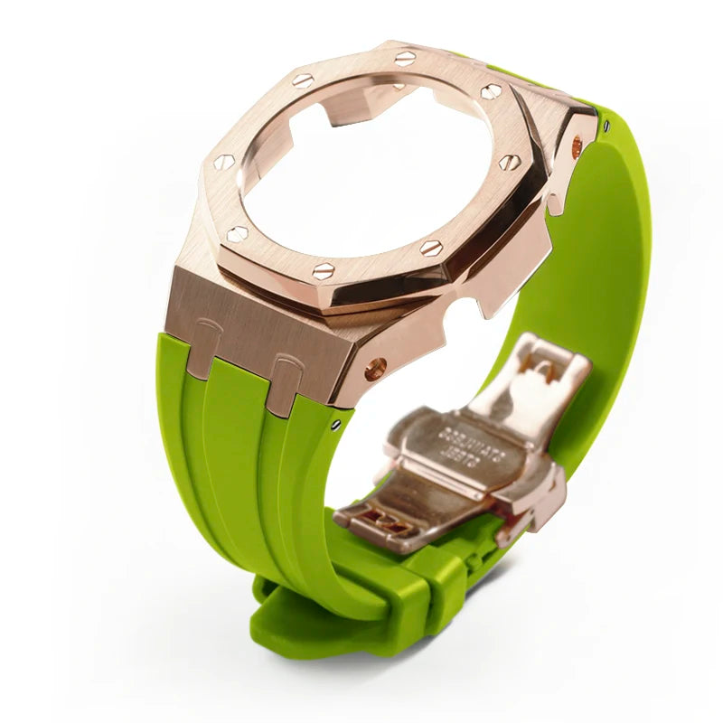 ON SALE Metal Bezel Silicone Rubber Strap for GA-2100 GA-2110 GA-B2100 Watch Part Mod Kit