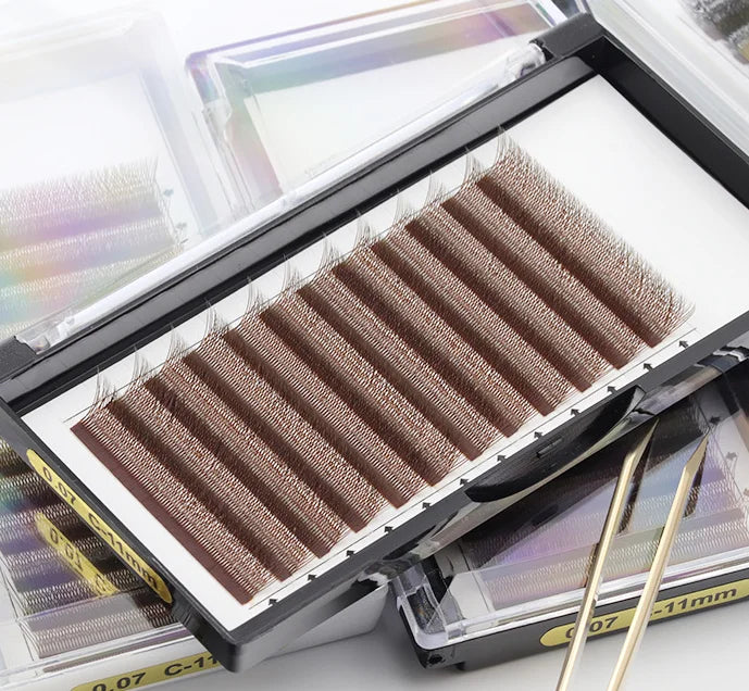 Premium Silk Brown Y Shape Colored Lashes Individual Brown YY Eyelash Extension Mink Wholesale