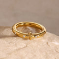 Ilona 2025 Women's New 18K Gold Plated Stainless Steel Zircon Ring Fashion Jewelry for Engagement Party Anniversary