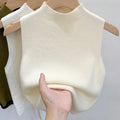 Boutique Wholesale 2026 Autumn New Round Neck Sleeveless Knitted Solid Color Women's Vest