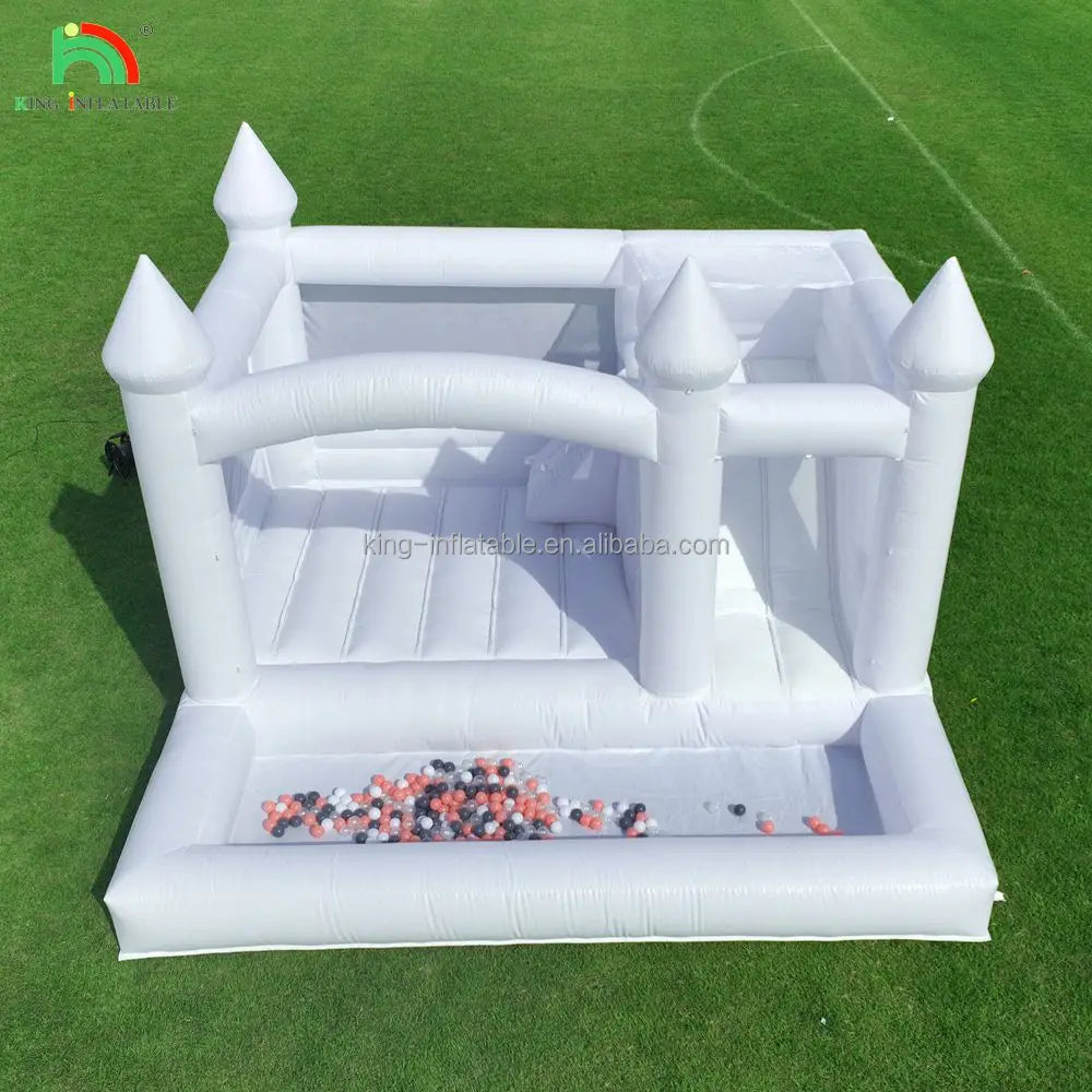 4.5x4.5x3mCommercial White PVC Inflatable Bounce House with SlideBall Pit