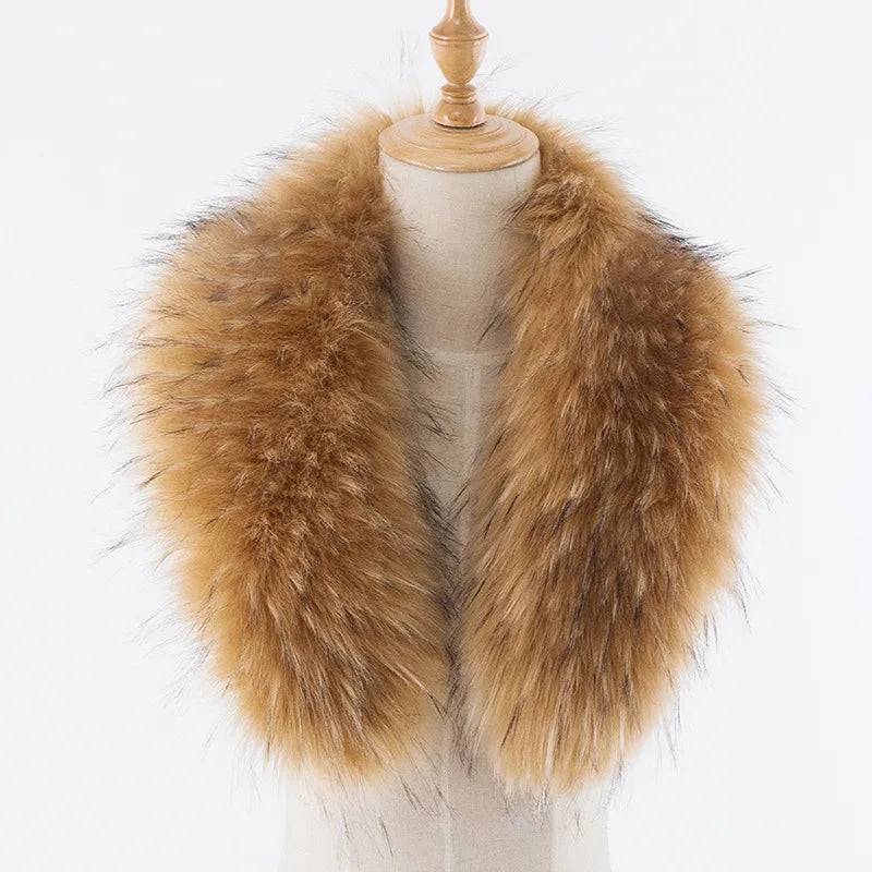 Women's Multifunctional Faux Mink Fox Fur Collar Winter Neck Warmer Scarf Wrap for Jacket Coat Scarf Hat