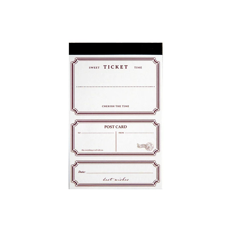 50 Pieces/Pack Notepad Time Messenger Series Retro Border Journal Good-looking Decorative Source Material  Into 6 Options