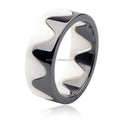 POYA Jewelry 8mm Men's Women's Black and White Wave Pattern New Design Ceramic Ring