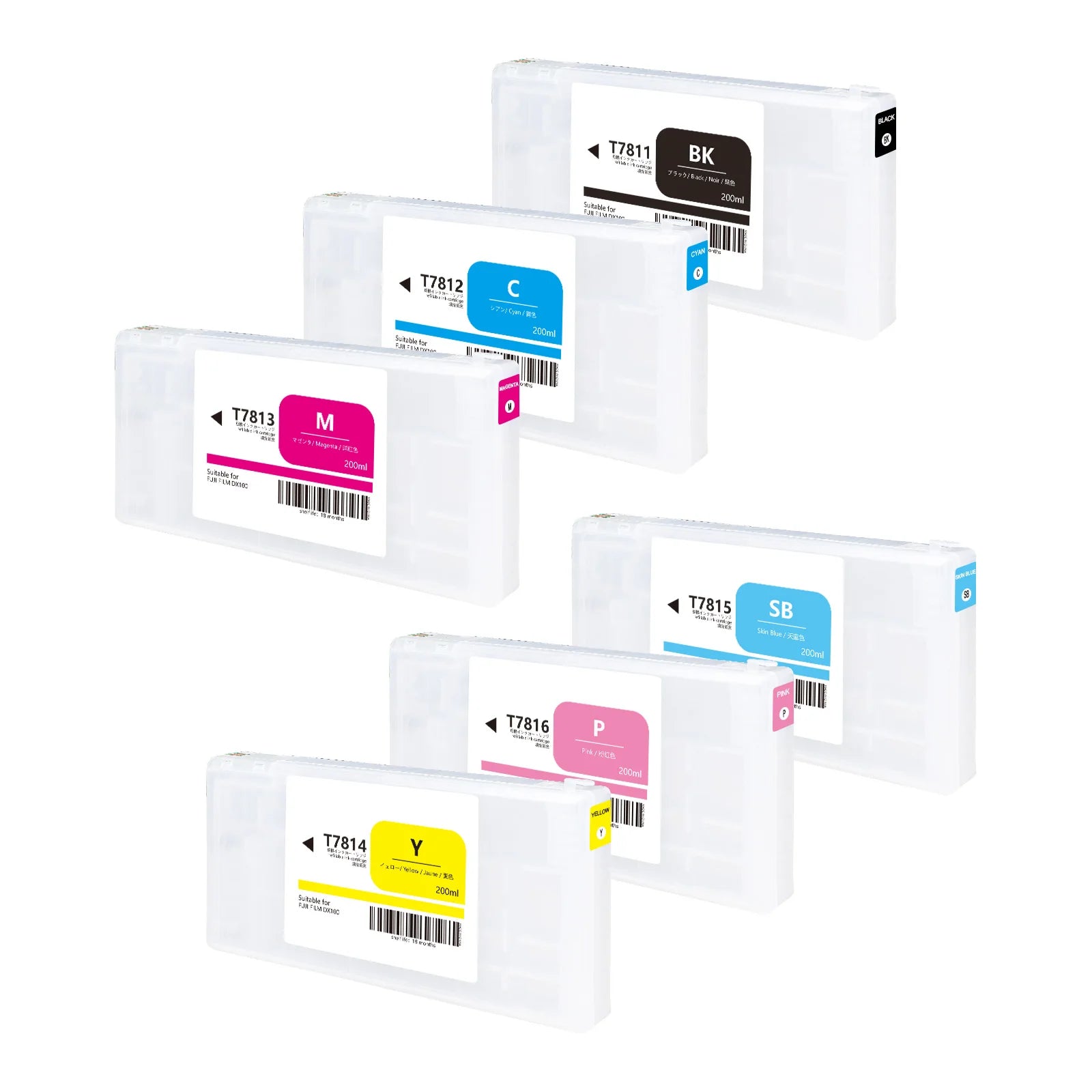 Winnerjet T7811-T7816 Refillable Ink Cartridge Filled With Dye Ink for Fujifilm Frontier-S DX-100 Fuji DX100 DE100 Printer