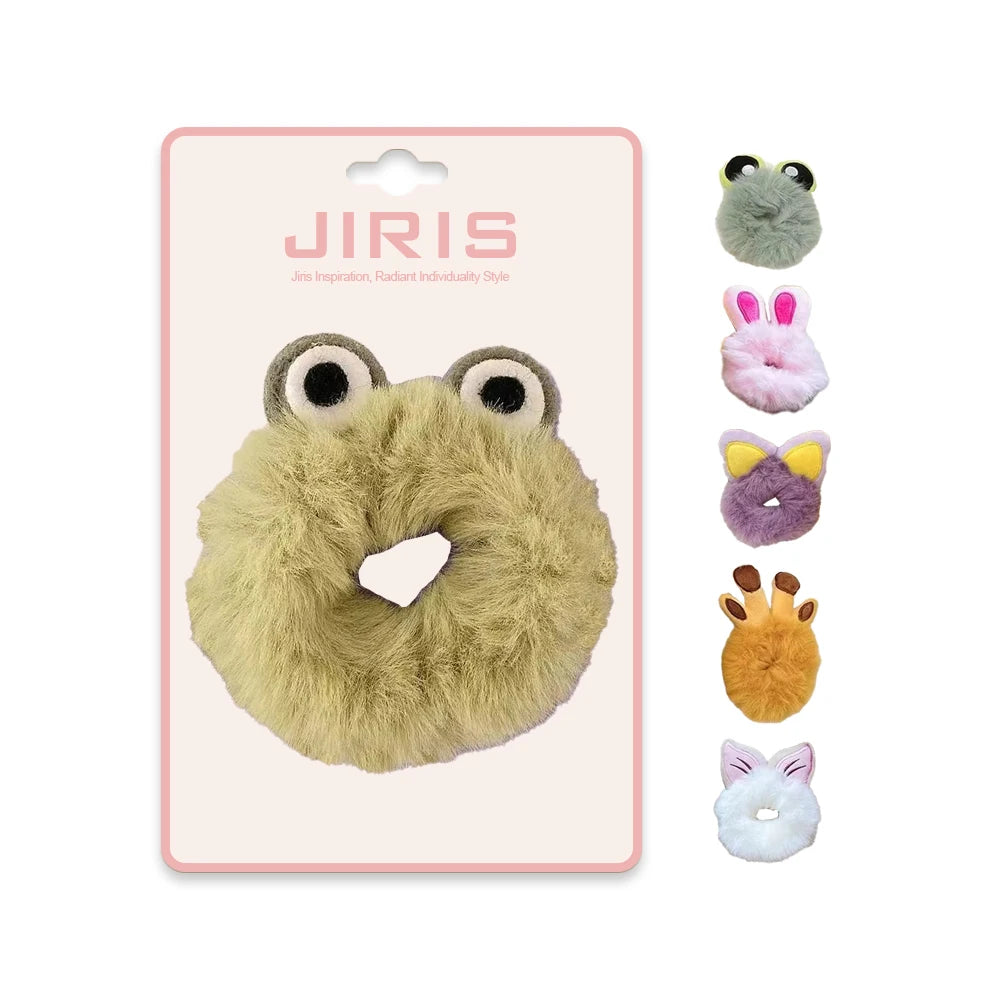 JIRIS Hot Selling Winter Sweet Girl Plush Ponytail Hair Ties Soft Fur Elastic Hair Bands Hair Scrunchies for Kids Girls