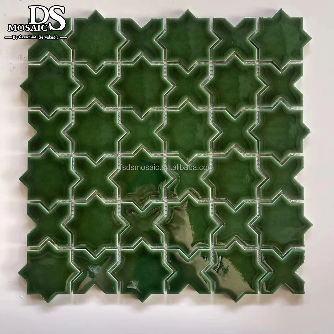 Decor Back Splash Kitchen Tiles Mosaic 3D Star Pattern Ceramic Mosaic Shower Tiles