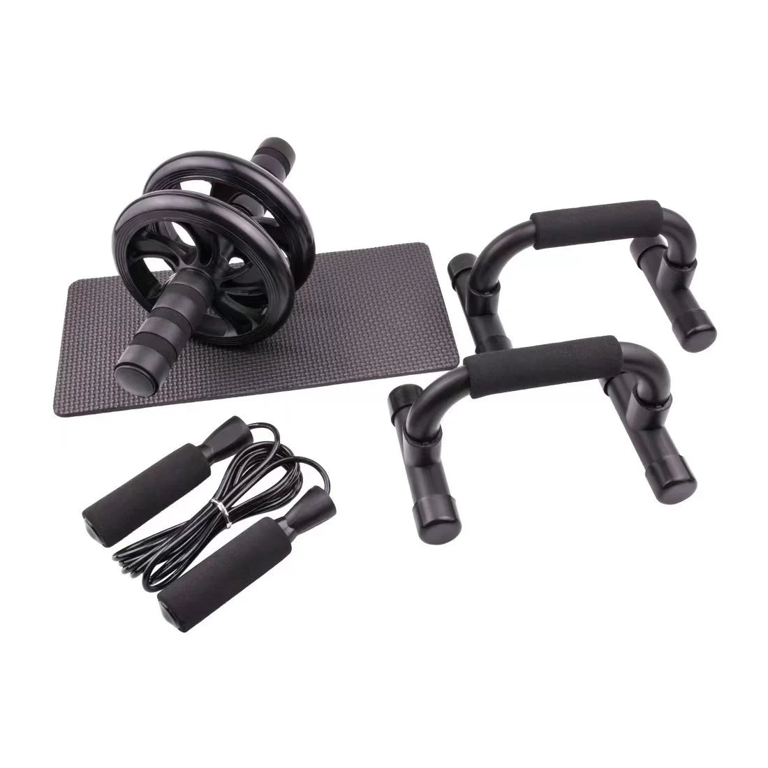 CW ABWS005 Home Workout Abdominal Wheel Kit with Roller Strength Bar Jump Rope & Knee Mat-120kg Load Capacity Unisex