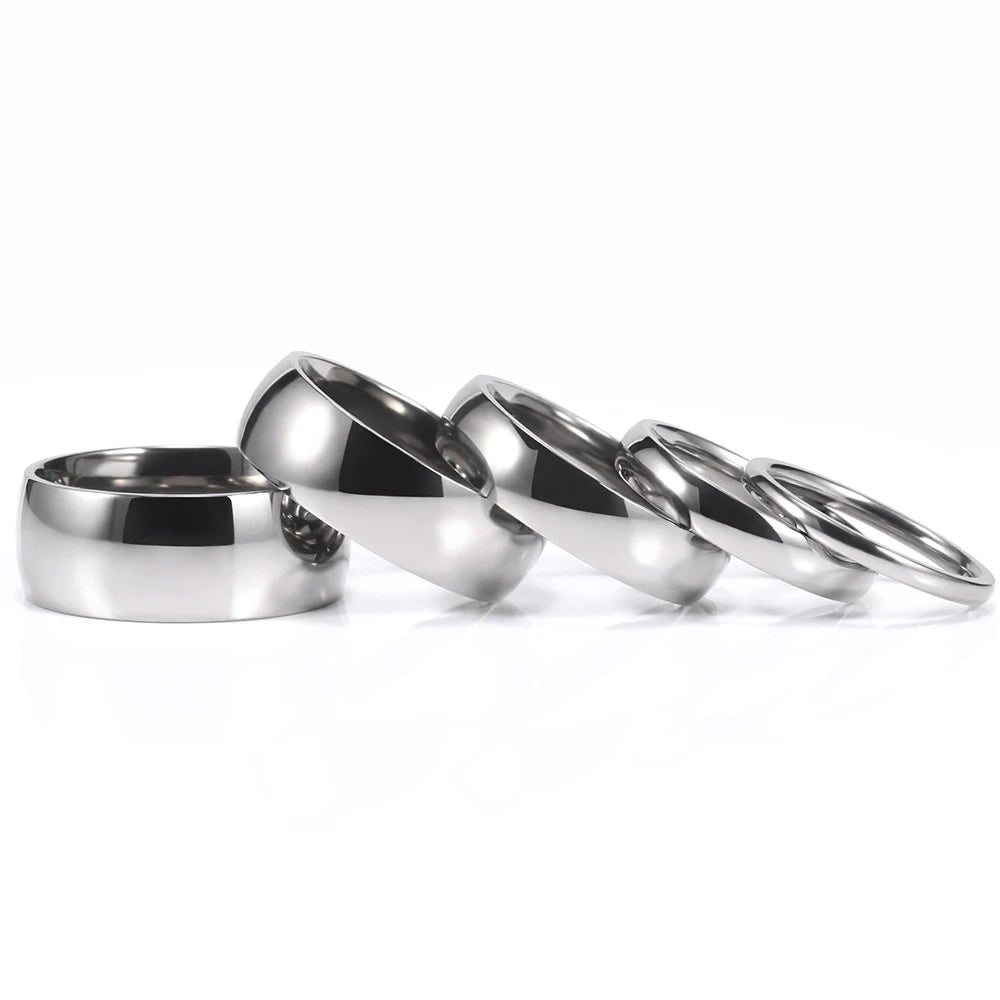 OAHLAN Fashion Jewelry 2/4/6/8/10mm Classic Silver Color Polished Titanium Rings for Men Women Couple Engagement Wedding Gift MegaBDM
