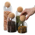 Creative Borosilica Glass Storage Bottle for Bulk Products With Cork Lid Spices Sugar Coffee Container Kitchen Organizer Can