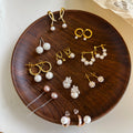 Fashion Drop Earrings Vintage Pearls Geometric Statement Women Jewelry 925 Sterling Silver Fresh Water Hoop Earring Studs