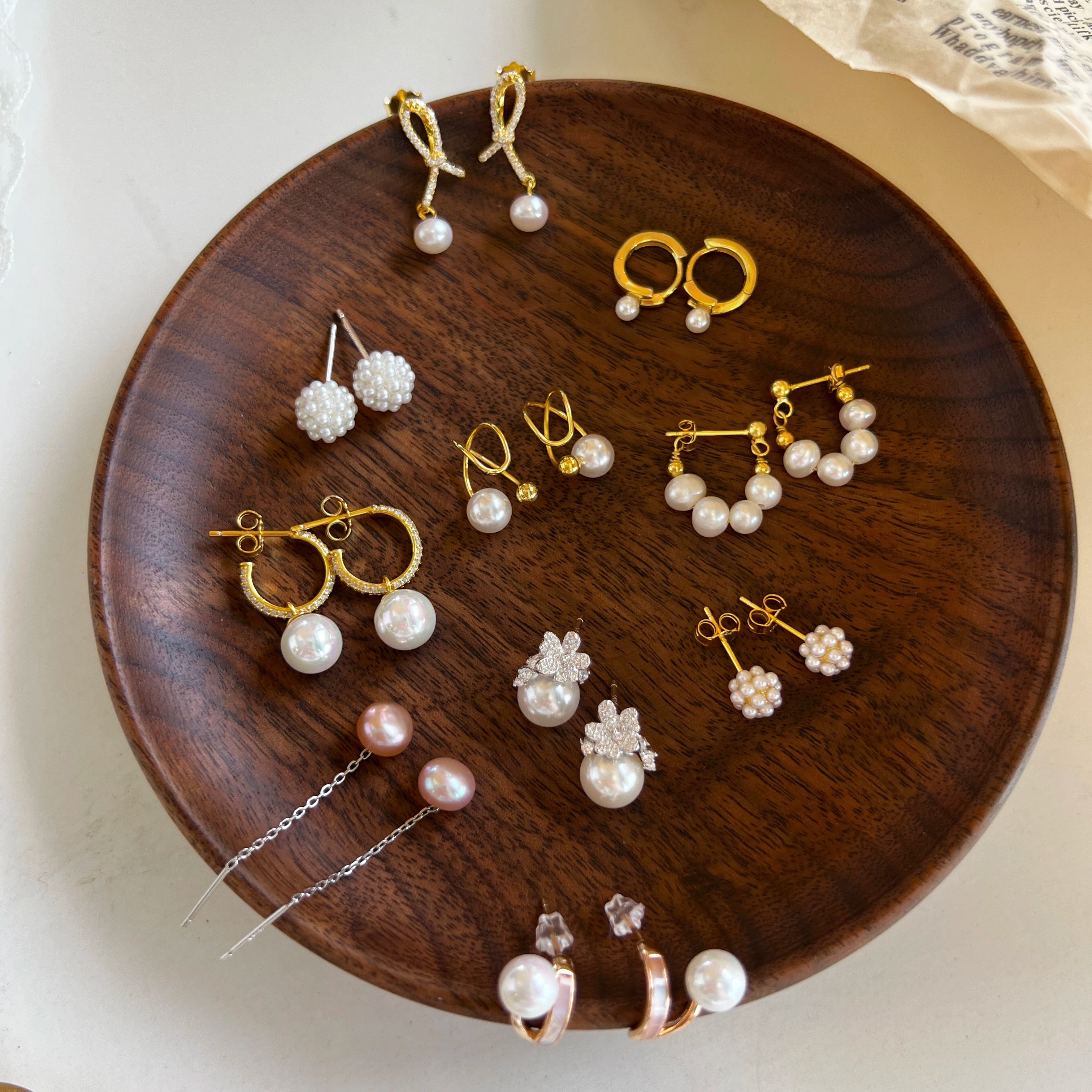 Fashion Drop Earrings Vintage Pearls Geometric Statement Women Jewelry 925 Sterling Silver Fresh Water Hoop Earring Studs