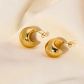 Aretas Ins Hot Style Crescent Half Round Widened Hollow Stainless Steel Jewelry Personalized Women'S Earrings