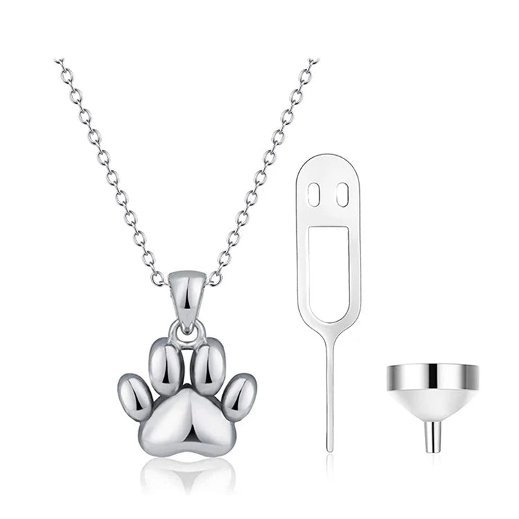 925 Sterling Silver Animal Cat Dog Paw Cremation Jewelry Urn Necklace