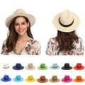 Unisex Wide Brim Floppy Paper Straw Hat-Classic Fashionable Summer Beach Sun Protection Windproof for Travel Fishing Outdoor Use