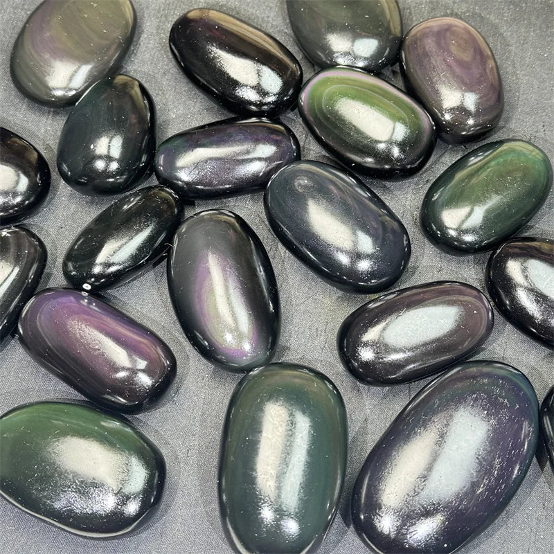Wholesale Fengshui Natural Crystals Healing Stones Crystal rainbow Obsidian Palm Stone for Souvenir