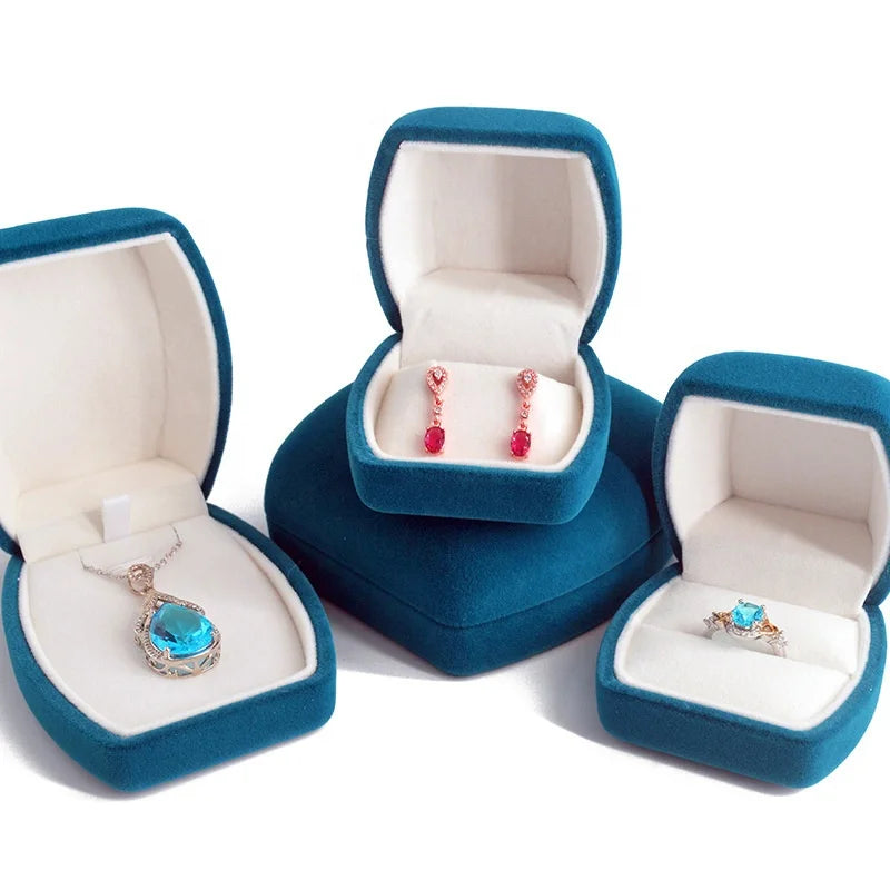 Custom Logo Luxury Soft Flannel Jewelry Box Gift Packaging Case Velvet Necklace Ring Boxes