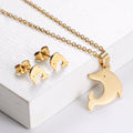 Women's Stainless Steel 18K Gold Plated Dolphin Pendant Necklace for Weddings Parties Engagements Anniversaries Jewelry Set