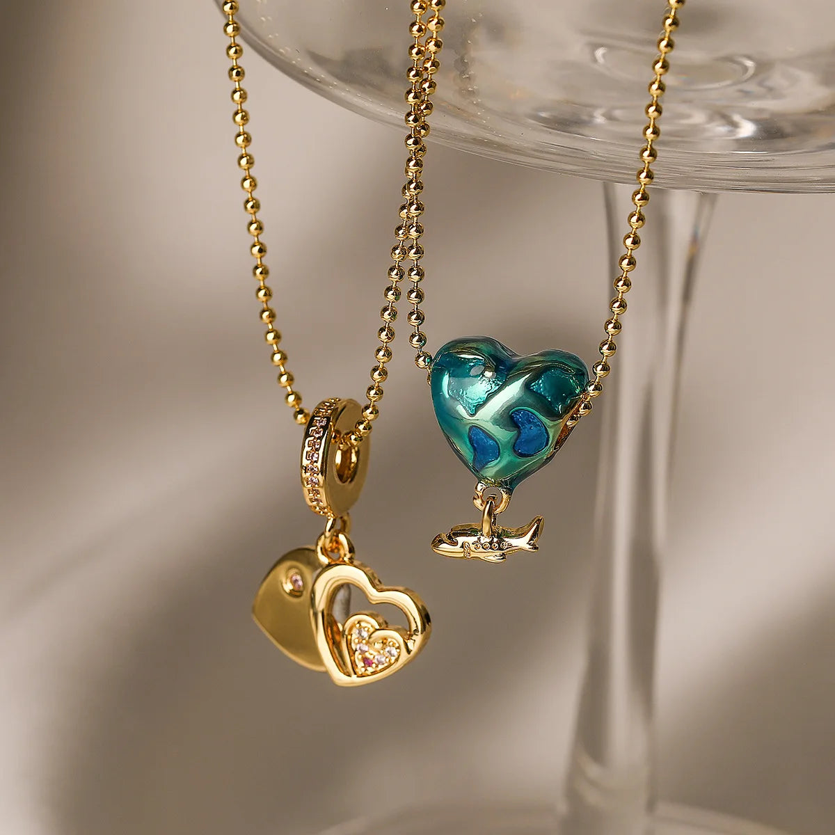 2025 Trendy Aircraft Pendant Necklace Zircon Charm Necklace 18K Gold Plated Jewelry Necklace for Women Girls