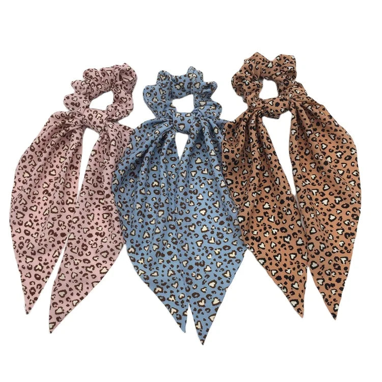 New Style Elastic Hair Band Leopard Print Hair Scarf Fashion Women Ribbon Hair Scrunchies