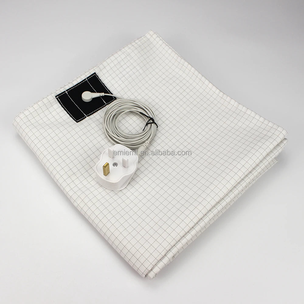BLOCK EMF 10% Silver Fiber and Organic Cotton Grounding Sheet With Grounding Cord  Twin Size Grounding Earthing Sheet