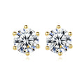 Clear AAA Zircon Crystal Round Small Stud Earrings 925 Sterling Silver Diamond Earrings for Women 14K Gold Plating Fine Jewelry