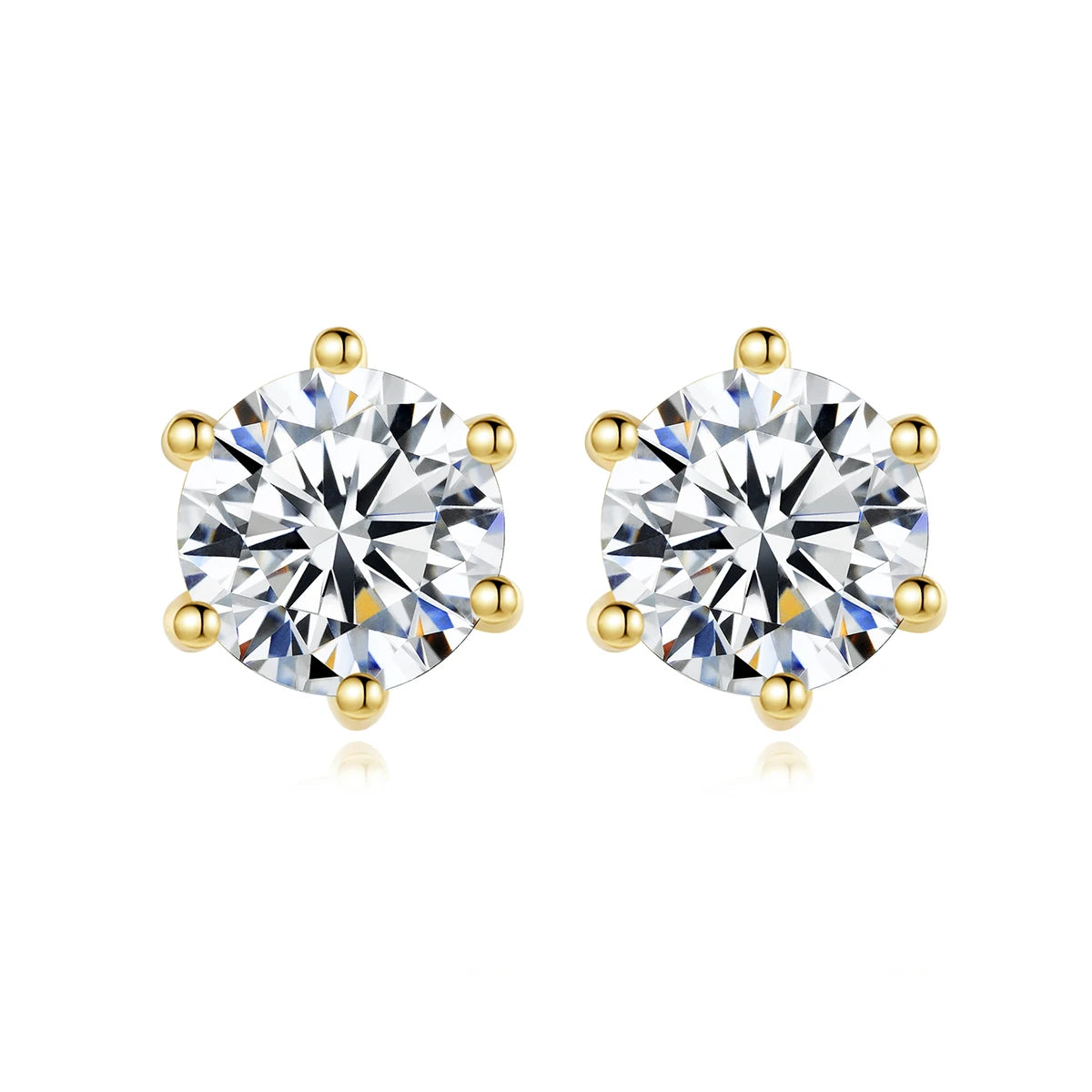 Clear AAA Zircon Crystal Round Small Stud Earrings 925 Sterling Silver Diamond Earrings for Women 14K Gold Plating Fine Jewelry